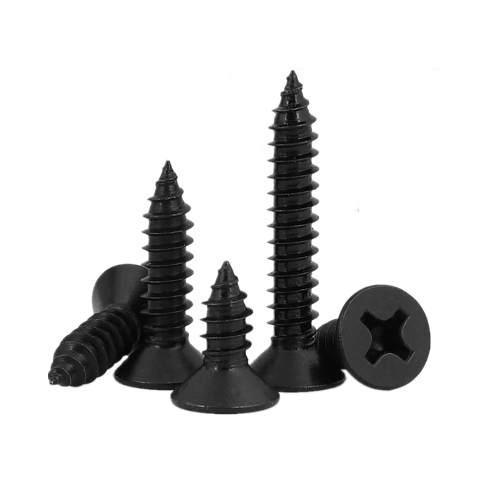 M5*20mm Black Self Tapping Screws, Phillips Flat Head Zinc Plating 304 Stainless Steel Screws, Fasteners Bolts for Plastic Wood Furniture and Drywall 100 Pcs