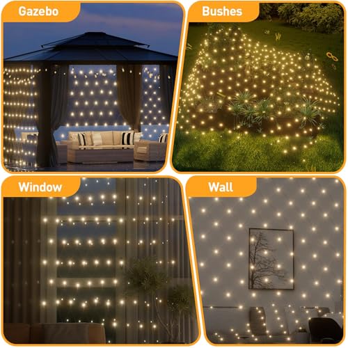Leisure world 3m x 3m LED Net Lights Plug in Mesh Fairy Lights Outdoor String Lights 8 Modes Waterproof 270 LED Light with Timer for Pergol,Gazebo,Trees, Bushes, Garden, Outdoor Christmas Decorations