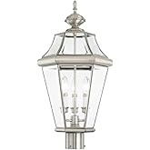 Livex Lighting 2364-91 Georgetown 3 Light Outdoor Post Lantern, Brushed Nickel