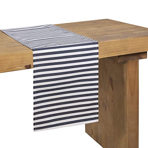 Ling's moment Burlap Table Runner 12 x 72 Inches Machine Washable Zebra Pattern Black and Cream Stripe, Kitchen Decor Thanksgiving Christmas Farmhouse Decoration
