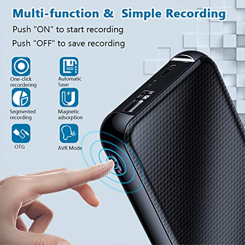 Digital Voice Recorder, 8000mh Power Bank Up to 60 Days Continuous Recording Device, 32GB Voice Activated Recorder, Functional Portable Charging Device, 500 Days Standby | Built-in Strong Magnet