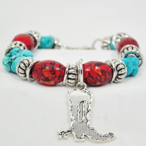 Chunky Beaded Western Boot Charm Bracelet