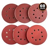 Tacklife Sanding Discs, 60 PCS Extra Thick Sander Paper, 5 Inch 8 Holes Dustless Hook and Loop, 40/60/80/120/180/240 Grit Sandpaper, Ideal for Sanding/Polishing/Derusting - ASD03C