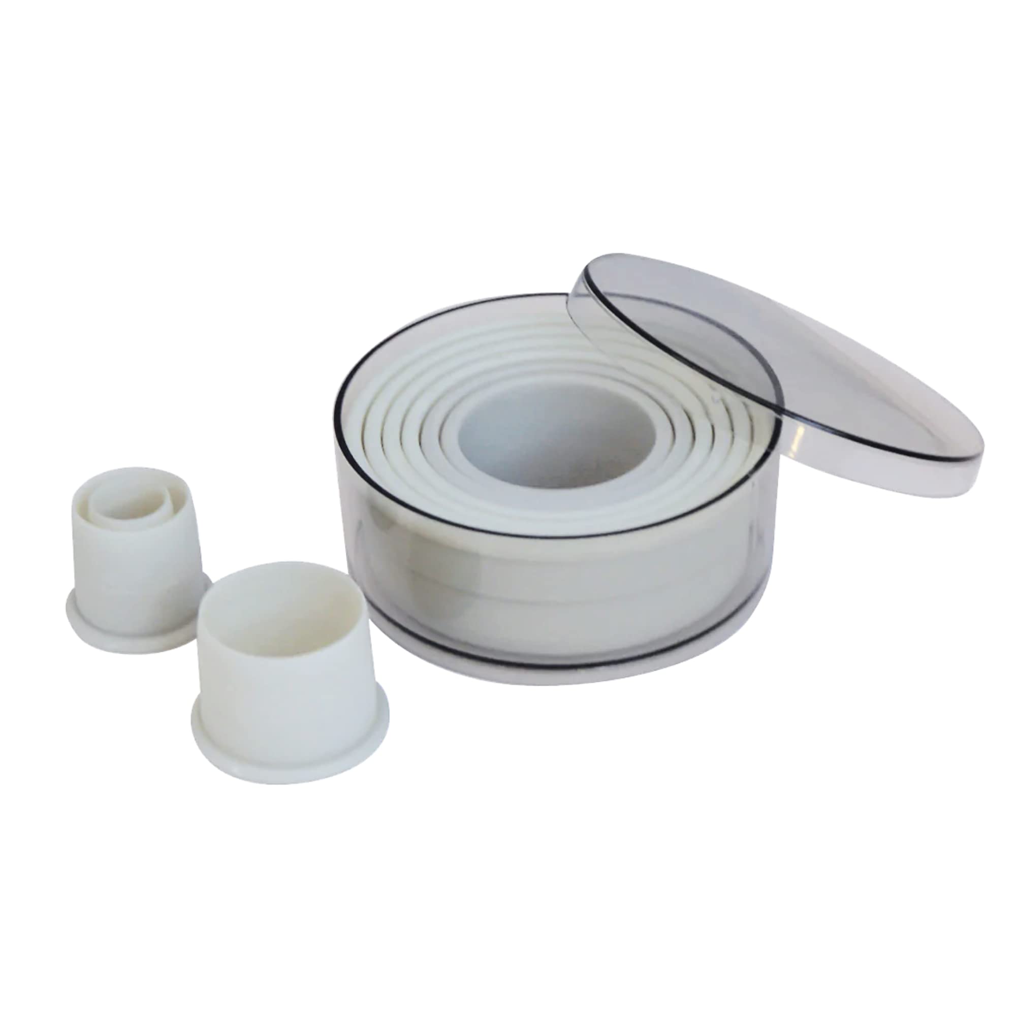 de Buyer 4308.00 Box of 9 Removable Round Plain Cookie Cutters-Plastic-Diameter: 2 to 10 cm