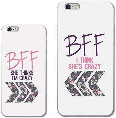 iPhone 6/6S+6Plus 6S plus Couple Case for Best Friend-TTOTT Floral Crazy Best friend BFF Ultra-Slim Bumper Protective Back Case for iPhone [Left for iPhone 6 6S Right for iPhone6plus 6S plus]