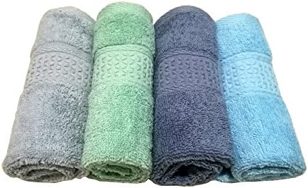 JLZH Cotton washcloth face towels set of 4, 4 colour, 13IN*13IN