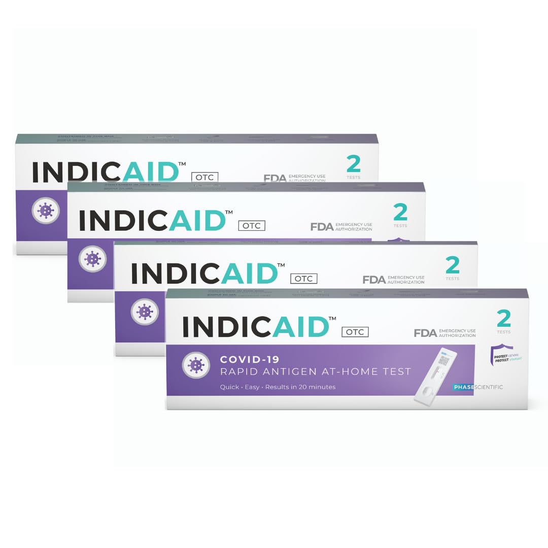 Photo 1 of INDICAID COVID-19 Antigen Rapid Test, FDA EUA Authorized OTC COVID Home Test, 8 COVID Tests in 4 Individual Packs Convenient for Both Home Use and Business Distribution, HSA/FSA Eligible, Easy to Use