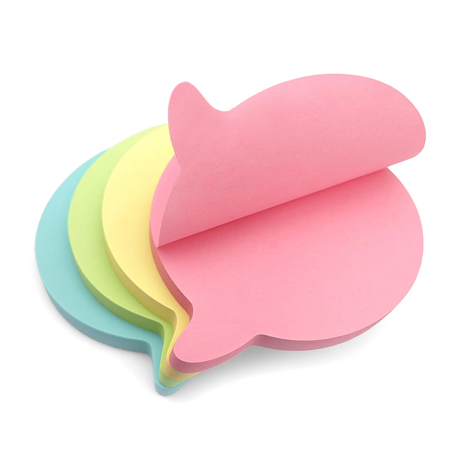 400 Speech Bubble Shaped Sticky Notes - Pastel Colours (76x76mm) - Colourful Removable Memo Pads in Blue, Pink, Green, Yellow | Set of 4 Pads (100 Sheets Each) | Office, Home & School Use - 4 Packs