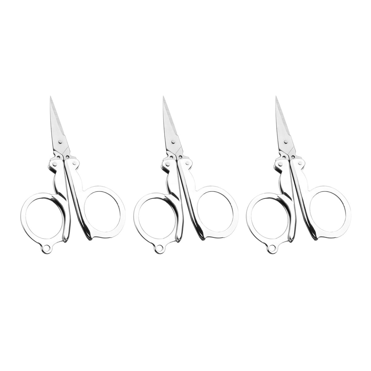 Luckious Brand 3 Pieces Folding Scissors Mini Travel Scissors Small Foldable Pocket Scissors- Stainless Steel Portable Scissors Can Be Used as A Keychain