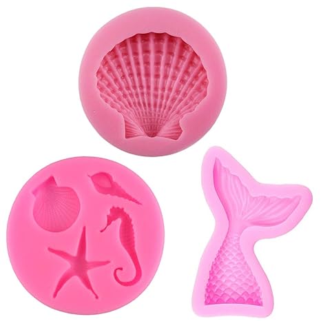 Simuer Mermaid Tail Mold Seashell Silicone Fondant Molds Sea