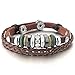 INBLUE Men,Women's Alloy Genuine Leather Bracelet Bangle CZ Brown Adjustable Tribal
