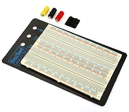 Tektrum Externally Powered Solderless 1660 Tie-Points Experiment Plug-in Breadboard with Aluminum Back Plate+ Pre-Formed Solid Jumper Wires for Proto Circuit/Arduino- Build Circuit Without Soldering