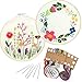 2 Pack Embroidery Kit, Full Range of Embroidery Starter Kit with Pattern DIY Embroidery Kit for Beginner Including Embroidery Cloth, Embroidery Hoop, Threads, Tools Kit (Floral Hoop & Flowers)