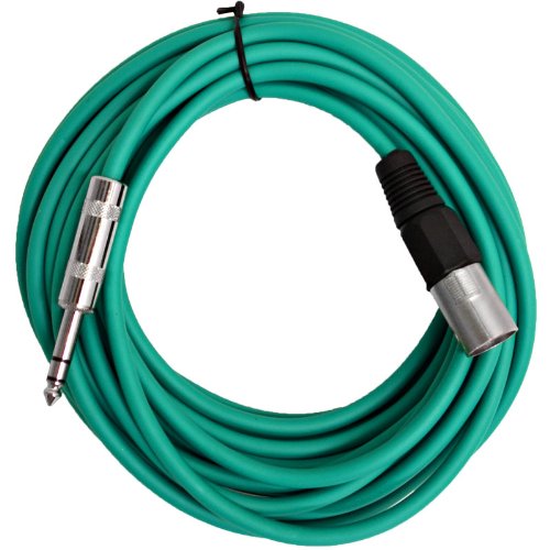Seismic Audio - SATRXL-M25Green - 25 Foot Green XLR Male to 1/4 Inch TRS Patch Cable Snake Cords - Balanced — image 1