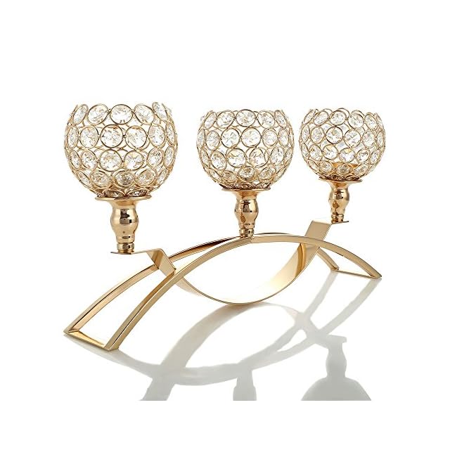 VINCIGANT Gold Crystal Candle Holders,3Candle Candelabras,（Gifts Boxed