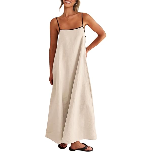 tube top linen dress Large / White Oatmeal