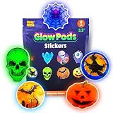 PartySticks Glow Pods Halloween Stickers - Glow in The Dark Puffy Stickers w/ 8 Monster Stickers and Adhesive Pads