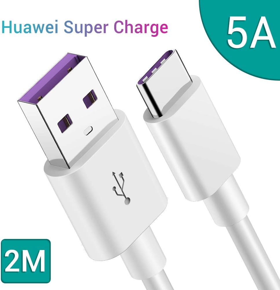 5A Cable USB C GlobaLink,2M Cable Tipo C Carga Rápida Cable Huawei Super Charge para Huawei P40/P40 Pro/P30/P30 Lite/Mate 30/30pro/Mate 20/20 Pro/10/P20/P20 Pro/P20 Lite/P10/P10 Plus/P9/P9+(Blanco)