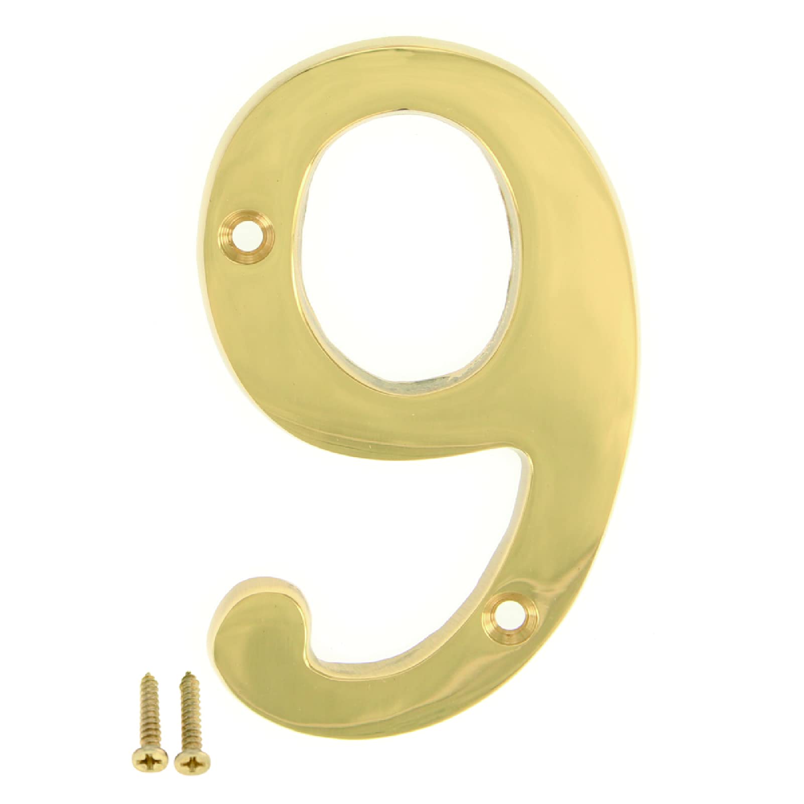 ZW Hardware A300 4 Inch(100mm) Bright Brass House Number 9