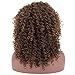 Mildiso Curly Wigs for Black Women Short Curly Wigs Afro Kinky Wig Brown and Black Synthetic Hair Wig 20'' with Wig Cap M030