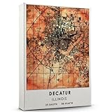Decatur Map Poster, Illinois Map Art Poster, Map