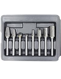 Juego de quemadores de carburo de Yufutol con vástago de 0.250 in, 8 piezas de doble corte de carburo macizo rotatorio para molinillo de troquel, taladro de madera, grabado, pulido, perforación