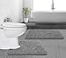 Gorilla Grip Original Shaggy Chenille Bathroom 2 Piece Rug Set Includes Mat Contoured for Toilet and 30 x 20 Carpet, Machine Wash/Dry, Perfect Plush Mats for Tub, Shower, and Bath Room (Gray)