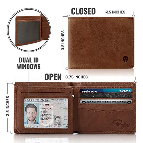 2 ID Window RFID Wallet for Men, Bifold Side Flip, Extra Capacity