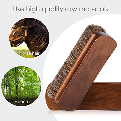 6.7" Horsehair Shoe Shine Brushes with Horse Hair Bristle for Boots Shoes 2 Pack