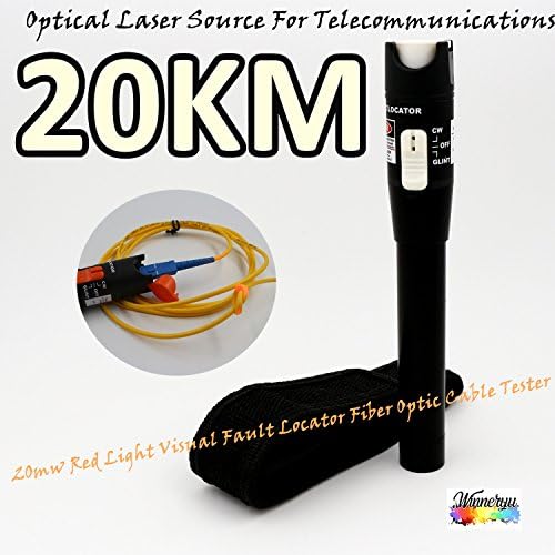 Visual Fault Locator, Winneryu, 20mW Red Light Visual Fault Locator Fiber Optic Cable Tester 20KM Optical Laser Source For Telecommunications Engineering Maintenance Cabling System (20mW)