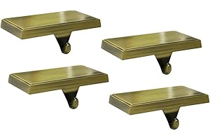 Ulico Christmas Stocking Holders, Mantel Stocking Hangers, Weighted Metal Hanging Hooks, Stocking Holders Bases for Mantel, Fireplace Xmas Party Decoration (Bronze, 4 Pcs)