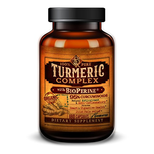 100% Organic Turmeric Complex with BioPerine® Black Pepper Extract and 95% Curcuminoids - Anti-Inflammatory, Antioxidant, Joint Pain Relief - 180 Vegetarian Capsules 100% Organic Turmeric Complex with BioPerine® Black Pepper Extract and 95% Curcuminoids - Anti-Inflammatory, Antioxidant, Joint Pain Relief - 180 Vegetarian Capsules