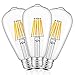 CRLight 6W Dimmable Edison Style Vintage LED Filament Light Bulb, 3000K Soft White 600LM 60W Incandescent Replacement, E26 Medium Base Antique ST64 Clear Glass Light Bulbs, 3 Pack