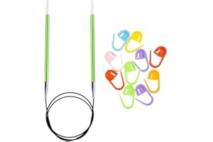 Knitter's Pride Zing Knitting Needles Circular 24 inch Size US 4 (3.5mm) Bundle with 10 Artsiga Crafts Stitch Markers 140097