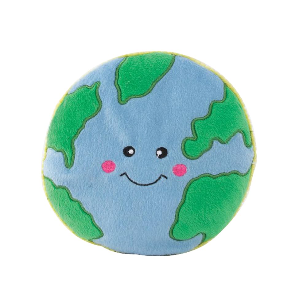 Zippy Paws Squeakie Pattiez Earth Dog Toy – Flat, Plush, and Squeaky Toy for Interactive Play – Durable and Safe for Dogs