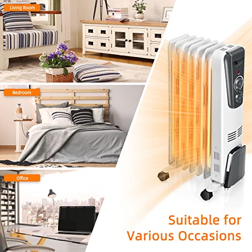TANGKULA Electric Oil Heater, 1500W Oil Filled Radiator Heater w/ Tip