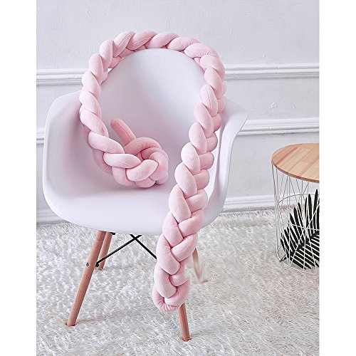 STLY 100 cm Braided Crib Bumper Knot Pillow Knot Cushion Cradle Bumper Nursery Decor Crib Bedding Newborn Gift Decorative Pillow Cot Bumper