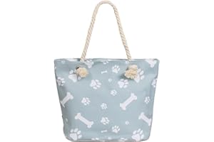 TRENDSBLUE Premium Dog Cat Puppy Kitty Animal Paws Print Canvas Tote Shoulder Bag Handbag