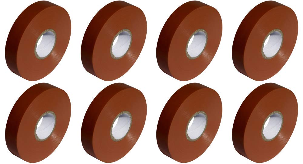 Brown PVC Electrical Insulation Tape Roll - 33m x 19mm x8