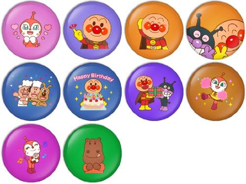 Anpanman Set 2 Pinback Buttons Badges/Pin 1 Inch (25mm) Set of 10 New