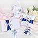 OurWarm Wedding Guest Book + Pen Set + Flower Basket + Ring Pillow + Garter, White Cover, Double Heart Rhinestone Decor Royal Blue/Deep Blue Ribbon Bowknot Elegant Wedding Ceremony Party Favor