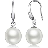 Han han 925 Sterling Silver Pearl Dangle Earrings for Women 10MM