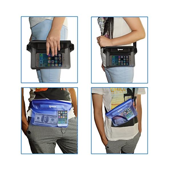 2-Pack-Ipow-Waterproof-Pouch-Bag-Case-Waist-Strap-for-Beach-Swim-Boating-Kayaking-Hiking-Etc-Protect-IphoneCellphoneCameraCashMp3Passport-Document-From-Water-Sand-Snow-Dust-and-Dirt