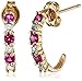 Amazon Collection 18k Yellow Gold Plated Sterling Silver Created Ruby and Diamond Accent C-Hoop Earrings