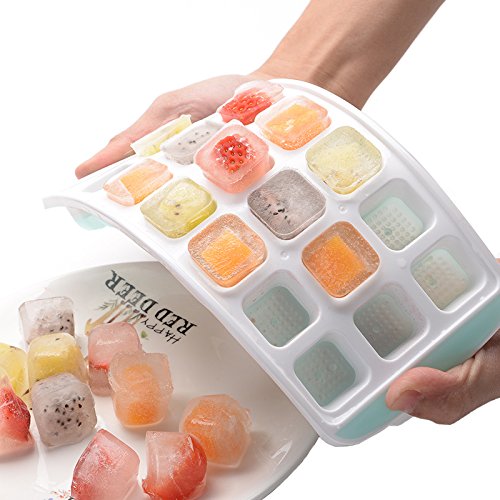 3 PACK Ice Cube Trays with Lids Easy-release Silicone Square Mold with Cover Baby Food BPA Free (1 inch Cube)