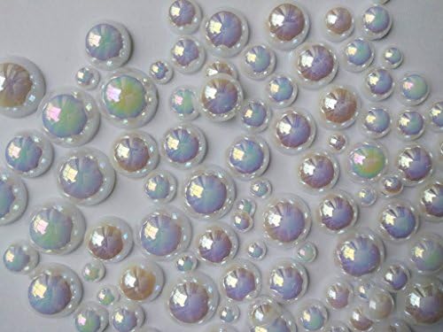 300 pcs 2mm - 10mm DIY Art Faux Pearls Flatback Mix Colors Size ~ M1-10 (White AB)