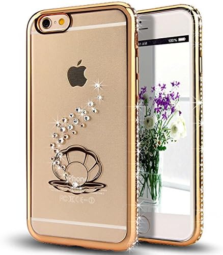 iPhone 6S Plus Case,[Flexible Soft TPU Design] Cover,Bling Crystal Rhinestone Diamond Clear Rubber Plating Frame TPU Soft Silicone Bumper Case Cover for iPhone 6/6S Plus 5.5"