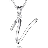 EUDORA Sterling Silver Initial Necklace 26 Letters Alphabet Personalized Charm Pendant with 18inch O-Ring Chain