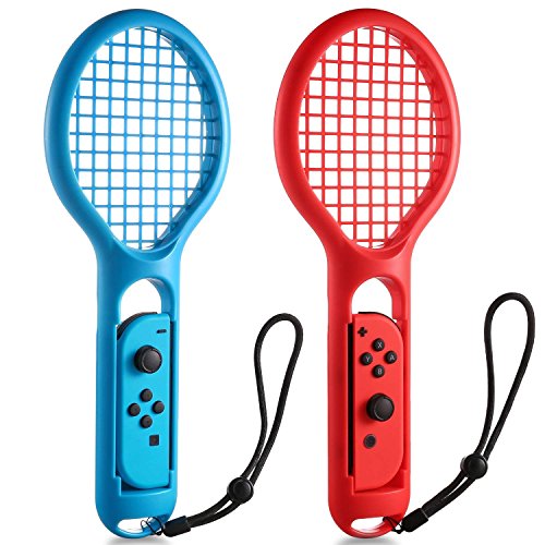 Meedasy Tennis Racket for Nintendo Switch Games, Twin Pack Tennis Racket for N-Switch Joy-Con Controllers for Mario Tennis Aces Games, Accessories for Nintendo Switch (Blue & Red) - Thumbnail 6