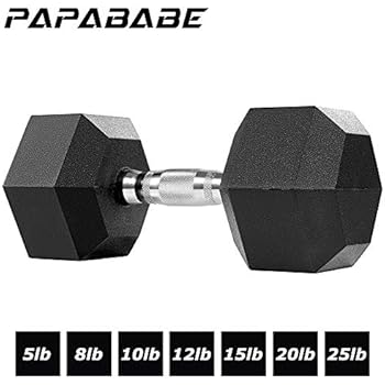 PAPABABE Dumbbells Free Weights Dumbbells Man Women Home Weight Set Rubber Coated cast Iron Hex Black Dumbbell